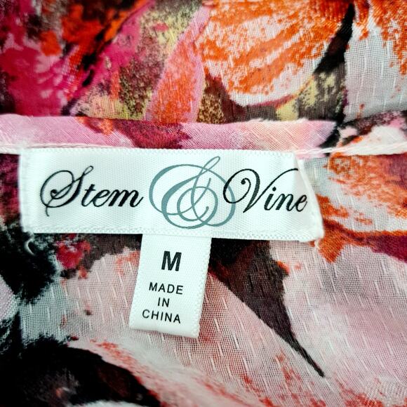 Stem & Vine V-neck Lightweight Floral Print Top - Picture 5 of 8